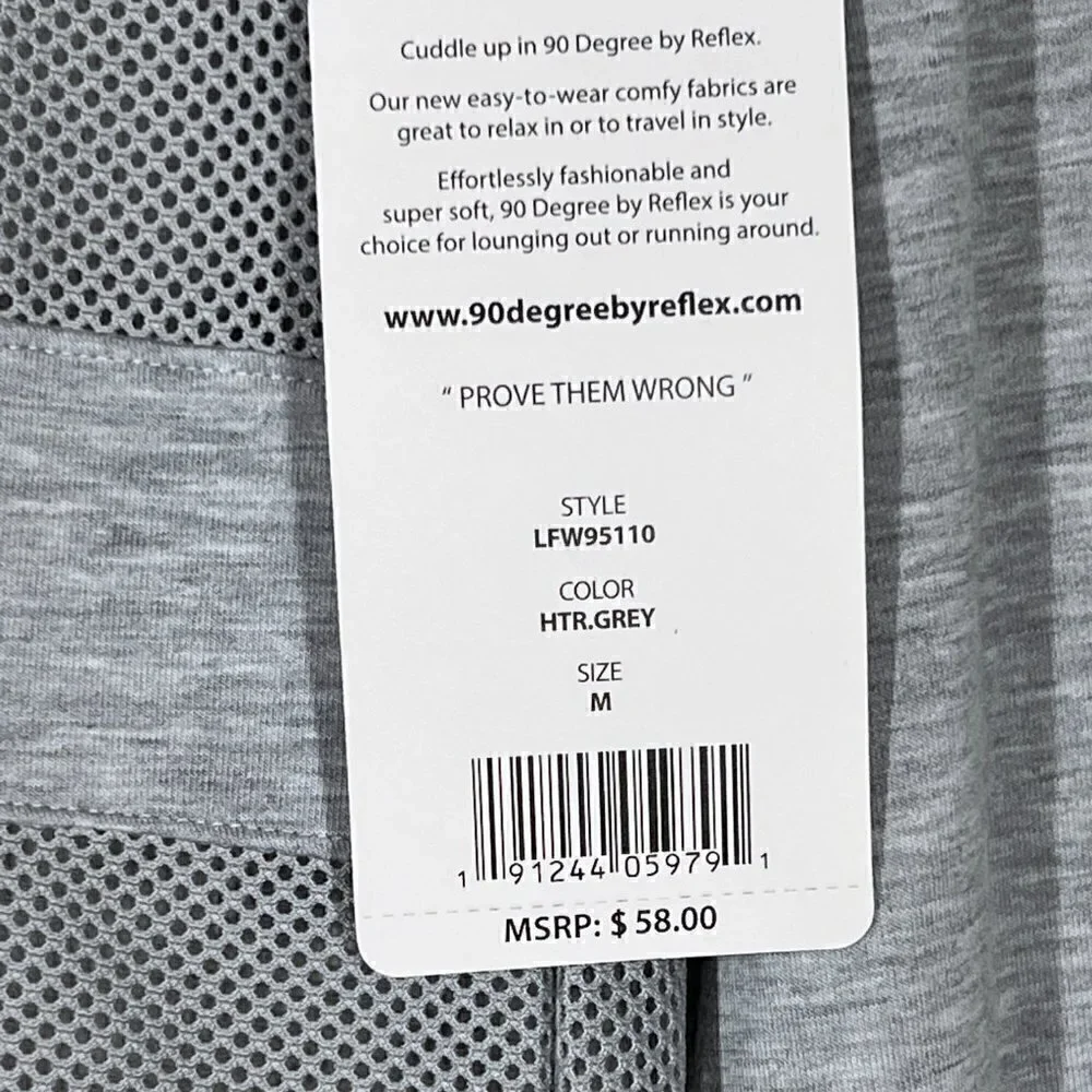 Gray Tunic Top Mesh T-Shirt Crew Long Sleeve Medium